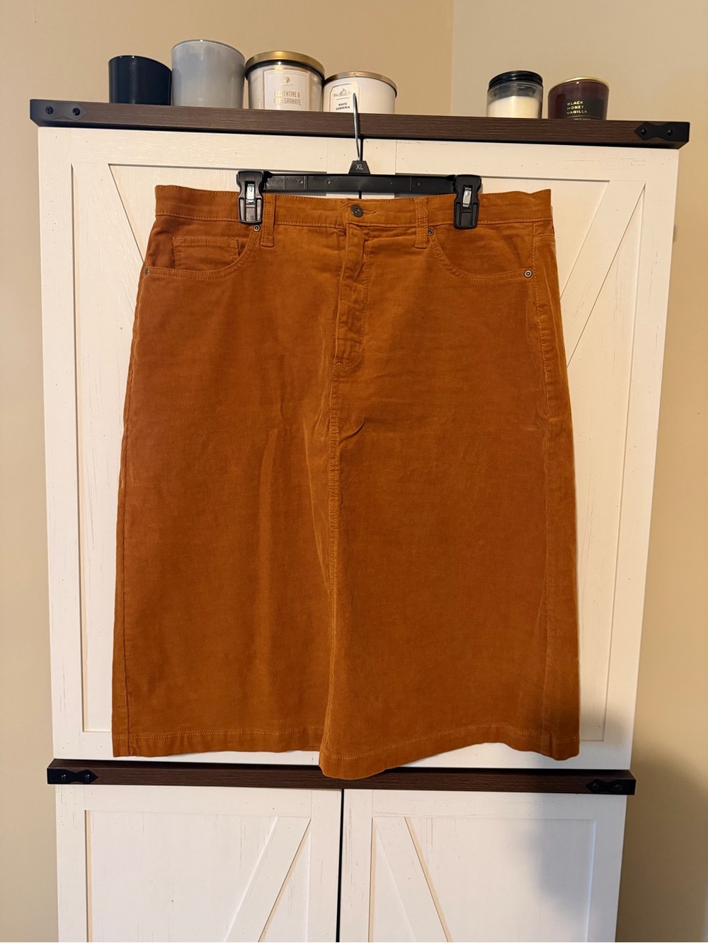 St. John's Bay Corduroy Midi Skirt in Burnt Orange